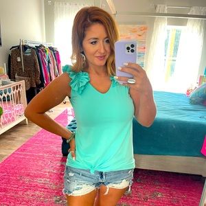 Mint ruffle top